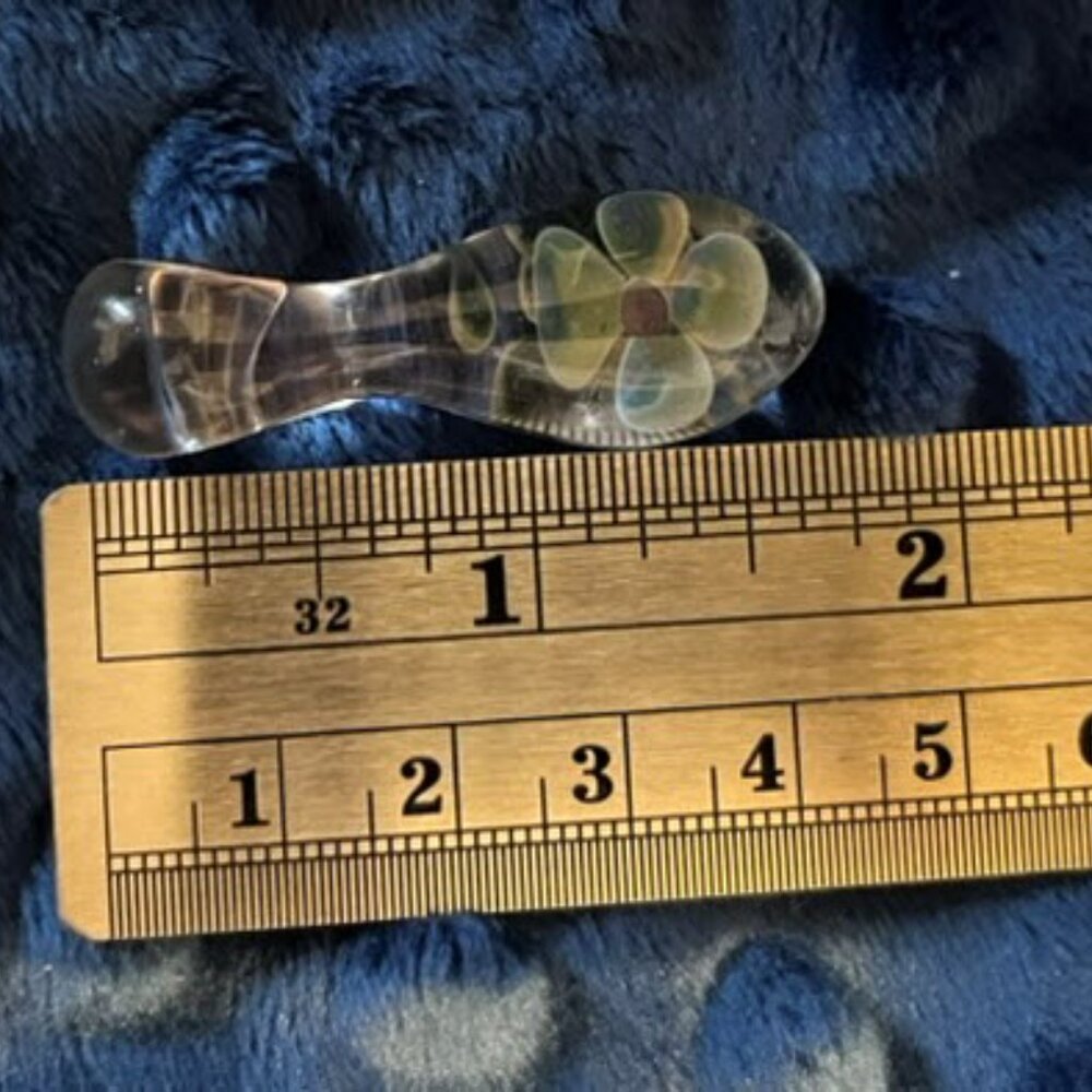 Vintage Lampwork Art Glass Pendant with 3D Blue Flower + Sterling Silver Chain - Picture 4 of 7